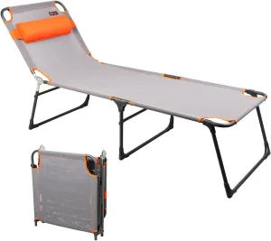 PORTAL Adjustable Portable Camping Cot for Adults, Folding Beach Chair, 4-Position Recliner with 250lbs Weight Capacity, Outdoor Lounge Cot for Travel, Camping, Beach