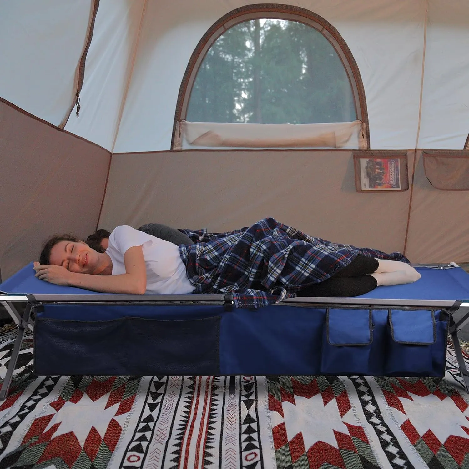 PORTAL Camping Cot, Sleeping Cots for Adults Portable Folding Cot Heavy Duty Tent Cots for Camping, Camping Bed, Supports 300LBS, Dark Blue