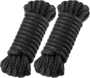 Premium Marine-Grade Dock Lines - 2 Pack 1/2" x 20' Strength-Tested Double Braided Nylon Boat Ropes with 12" Security Loops | Heavy-Duty Docking & Mooring Rope