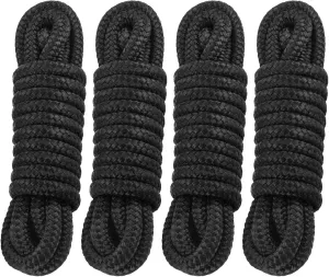 Premium Marine-Grade Dock Lines/Fender Lines - 4 Pack 3/8" x 10' Double Braided Nylon Boat Ropes with 12" Security Loops | Heavy-Duty Docking, Mooring & Bumper Rope Solution