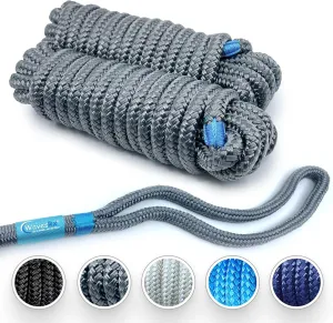 Premium Nylon Boat Dock Lines & Ropes for Docking & Pontoon | Double Braided Marine Rope | Boat Ropes for Docking with Loop | UV & Saltwater Resistant Dock Ropes for Boats & Mooring Line