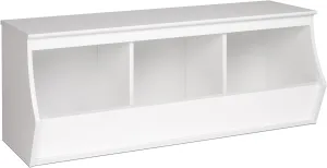 Prepac Monterey Traditional Stackable 3-Bin Storage Cubby Organizer, Functional Cube Storage Organizer 15.75" D x 46" W x 18" H, White, WUSM-0003-1
