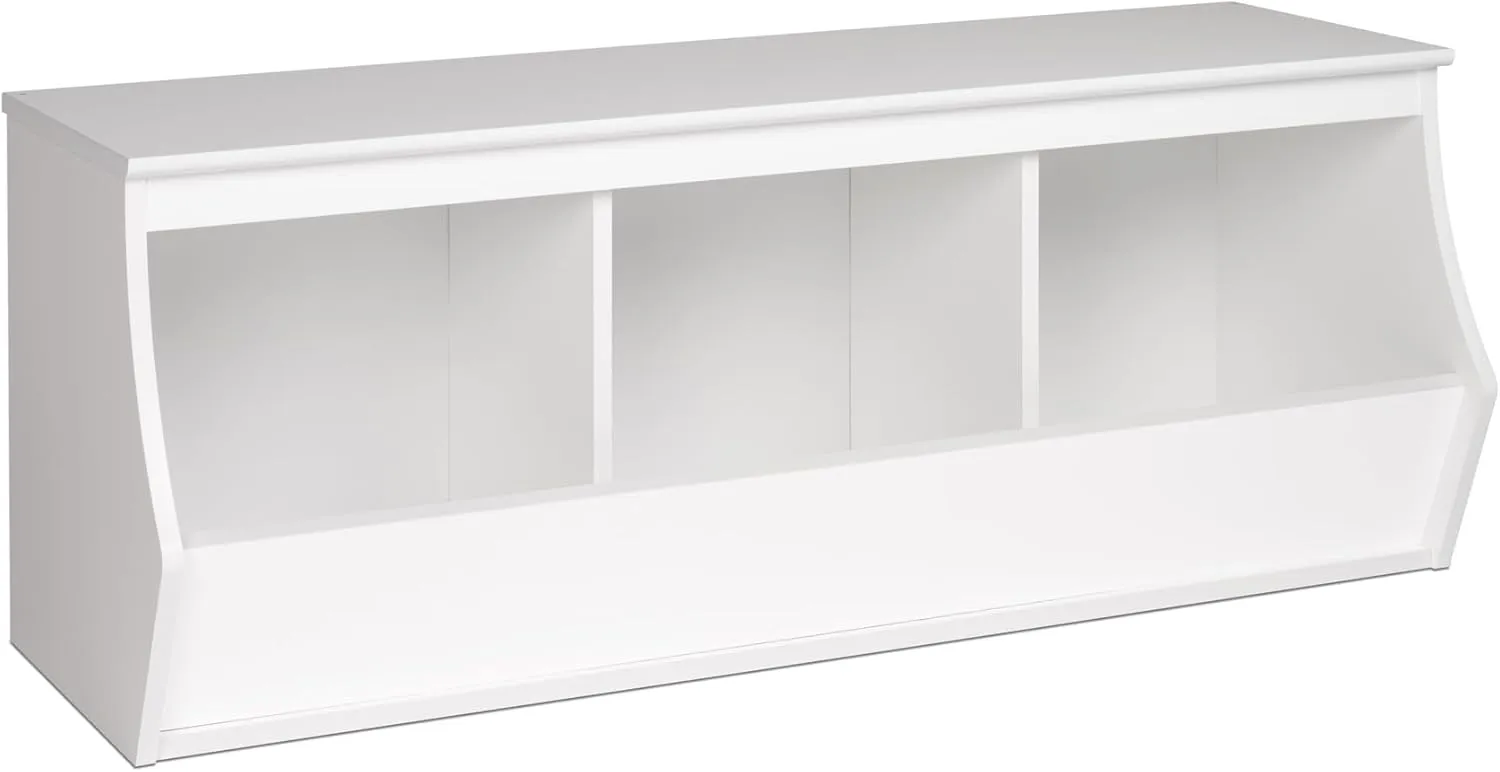 Prepac Monterey Traditional Stackable 3-Bin Storage Cubby Organizer, Functional Cube Storage Organizer 15.75" D x 46" W x 18" H, White, WUSM-0003-1