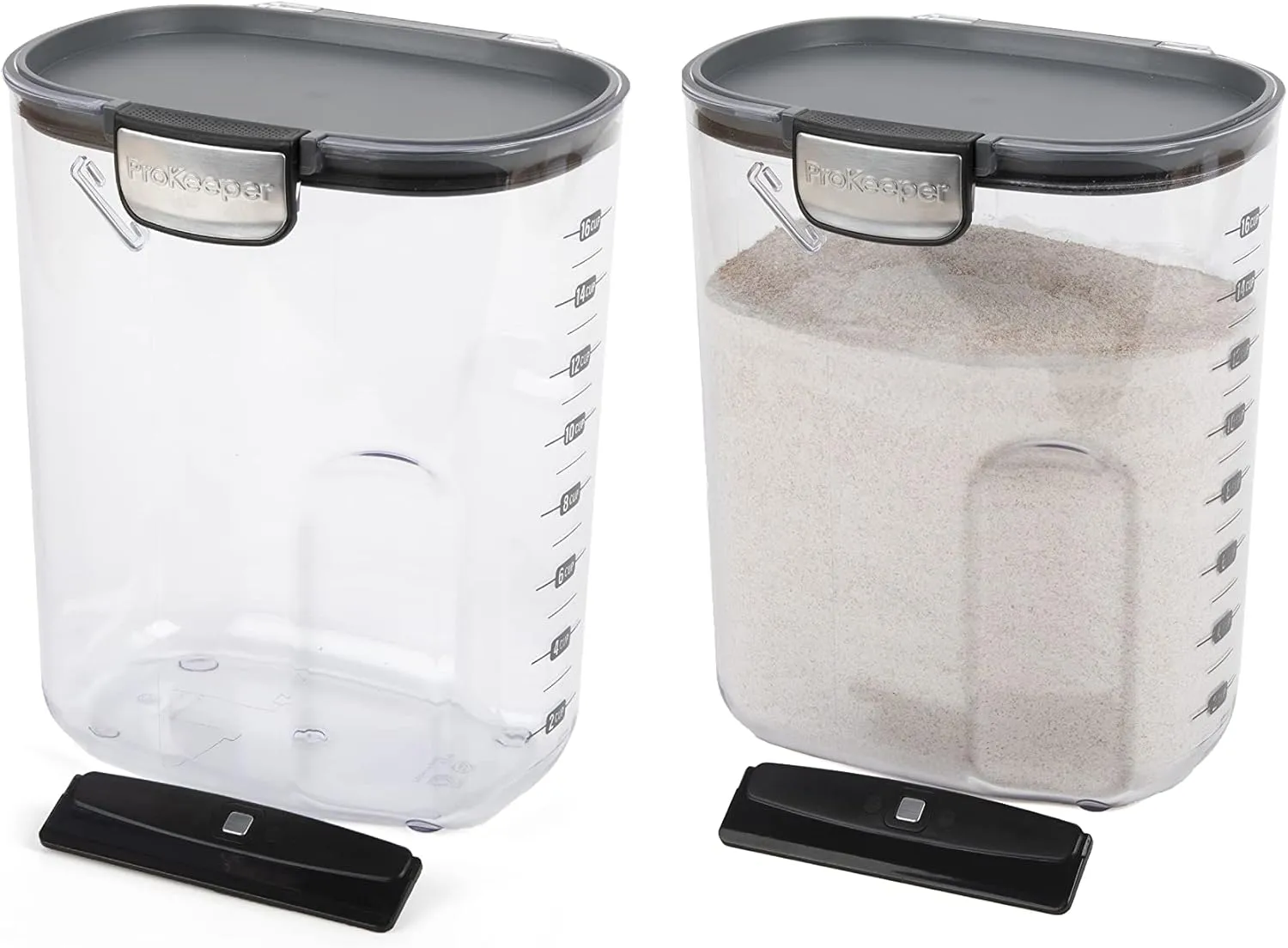 Progressive International ProKeeper  Clear Plastic Airtight Food Baker's Kitchen Storage Organization Container Canister Set with Magnetic Accessories, 2- Piece Set (Flour 4-Quart)