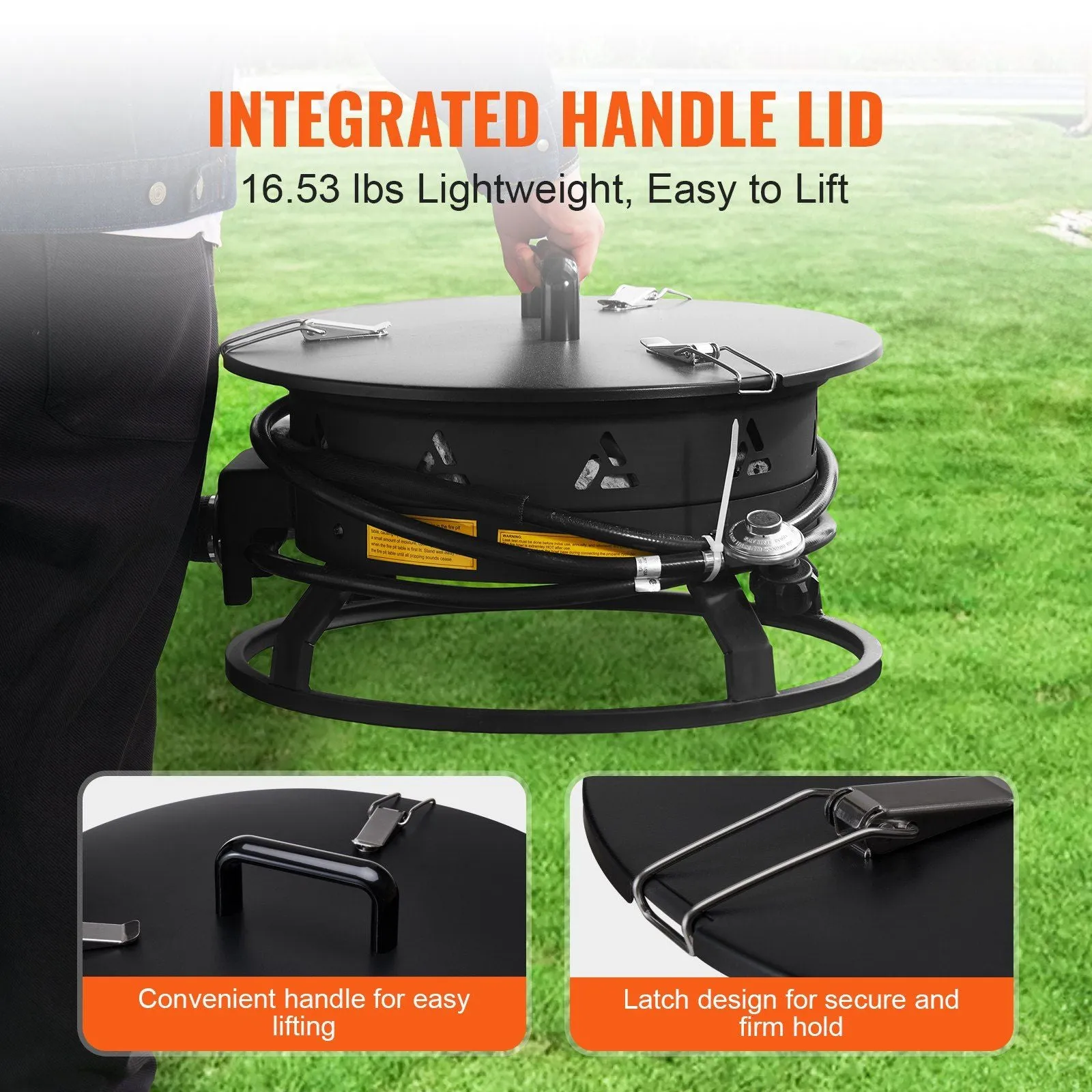 Propane Fire Pit 19' Outdoor Portable Fire Pit 58000 BTU