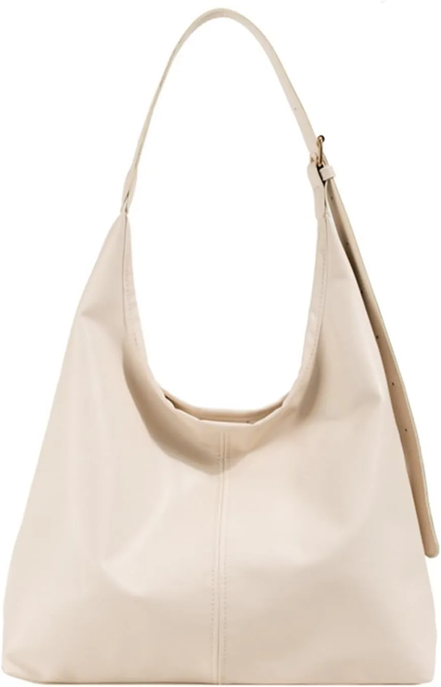 PU Bag Large Capacity Tote Bag Women's Bag Shoulder Bag(White)