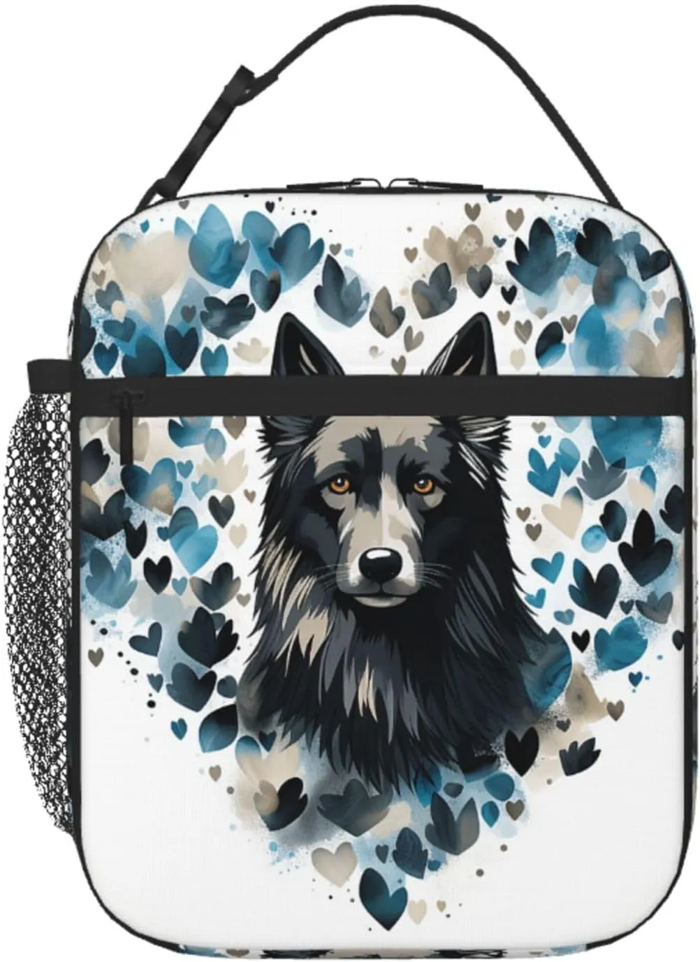 Puppy Surrounded by Love Lunch Bag Insulated Lunch Box for Men Women Portable Lunch tote Bag with Side Bag