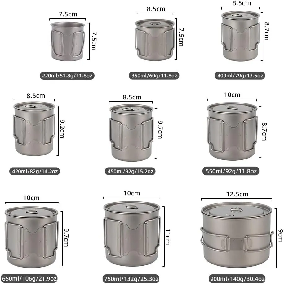 Pure Titanium Cup, Portable Mug Suitable For Outdoor Camping, Cycling, Fishing, Etc.(650ML)