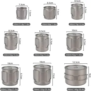 Pure Titanium Cup, Portable Mug Suitable For Outdoor Camping, Cycling, Fishing, Etc.(650ML)