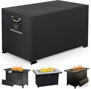 QH.HOME Fire Pit Cover Rectangular Super Waterproof 42" L x 24" W x 24" H, UPF 50  Outdoor Fire Pit Table Cover 600D Strong Tear Resistant and Fading Resistant for Rectangular Fire Pit - Black