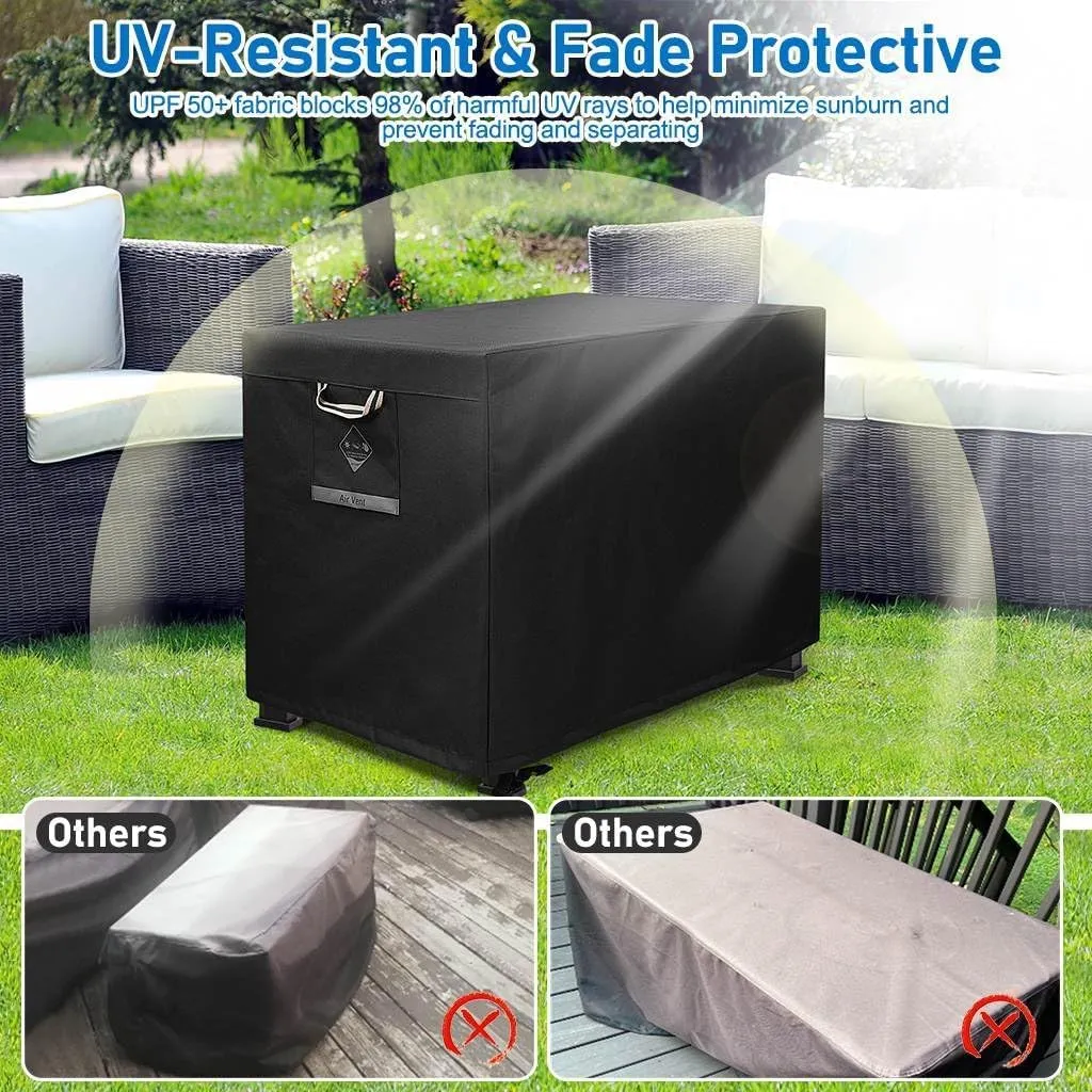 QH.HOME Fire Pit Cover Rectangular Super Waterproof 42" L x 24" W x 24" H, UPF 50  Outdoor Fire Pit Table Cover 600D Strong Tear Resistant and Fading Resistant for Rectangular Fire Pit - Black