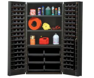 Quantum Storage Systems QSC-36S-38CL Heavy-Duty 36" Bin Cabinet, 36" W x 24" D x 72" H, Carbon Steel, Gray with Clear Bins