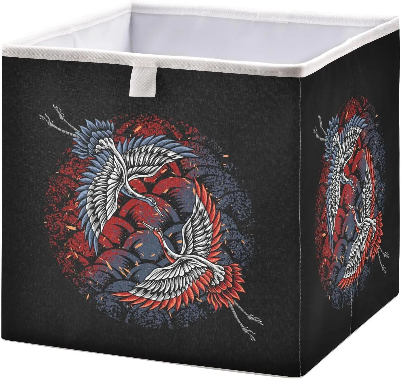QUGRL Japanese Battle Cranes Storage Bins Cube Magical Clothes Storage Basket Foldable Storage Box Organizer for Shelves Closet Cabinet Office Dorm Bedroom 11x11 in