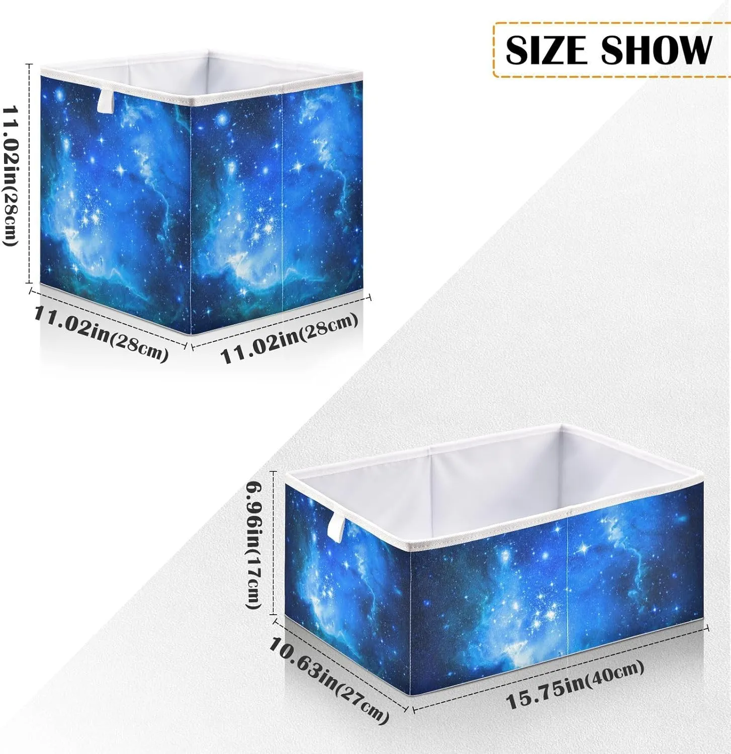 QUGRL Magic Galaxy Aurora Cube Storage Bins Organizer Blue Stars Clothes Storage Basket Box for Shelves Closet Cabinet Office Dorm Bedroom 11x11 in