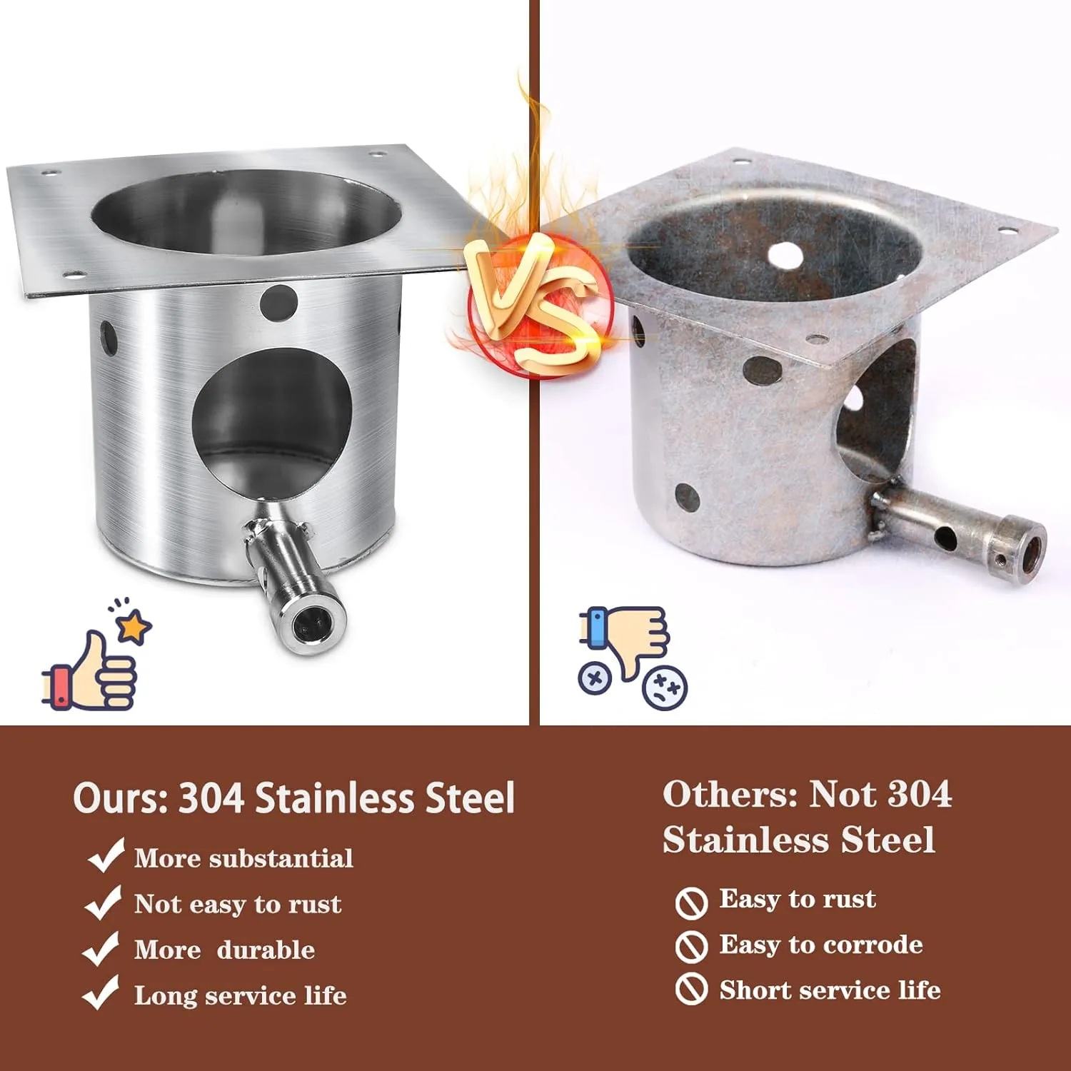 QuliMetal SUS304 Stainless Steel Fire Burn Pot Replacement Parts for Traeger and Pit Boss Pellet Grills, Durable Firepot with Ash Remover and Screws