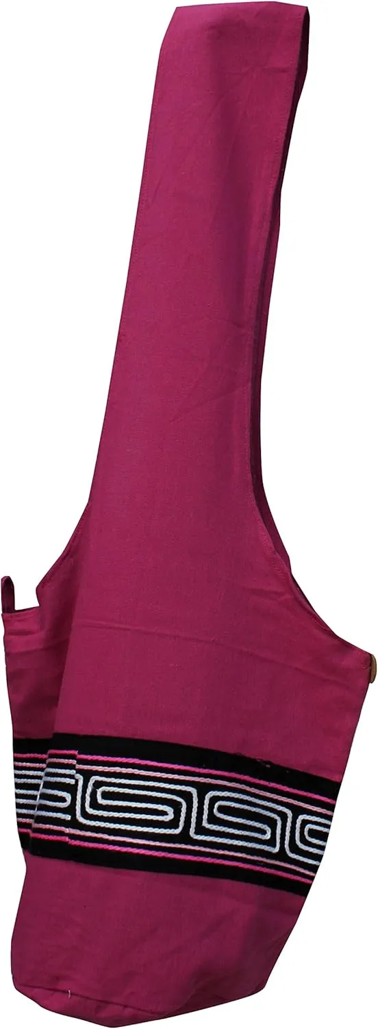 RaanPahMuang Brand Yaam Monks Cotton Shoulder Bag with Chinese Grain Line Motif