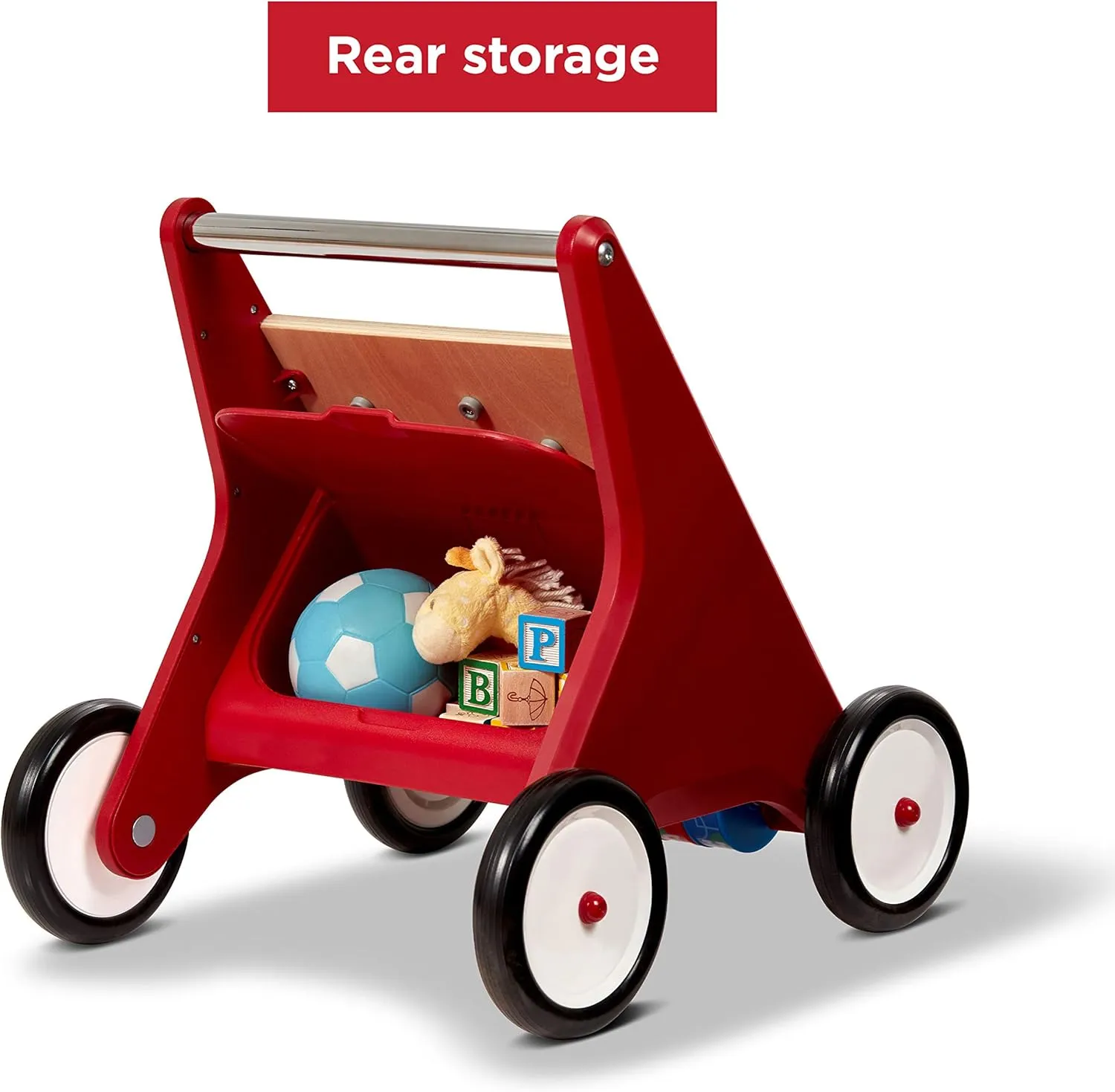 Radio Flyer Classic Push & Play, Toddler Walker with Activity Play, Ages 1-4, Red Walker Toy