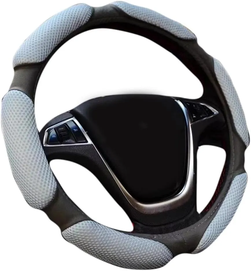 Rayauto Steering Wheel Cover -Odorless, Cooler Hands in Summer, Warmer Hands in Winter (Grey)