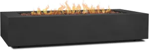 Real Flame Aegean 70in Rectangle Propane or Natural Gas Fire Pit Table, 65,000 BTU, Powder-Coated Steel, Push-Button Ignition, CSA Certified, Lava Rock, Storage Cover, Stainless Steel Burner with Lid