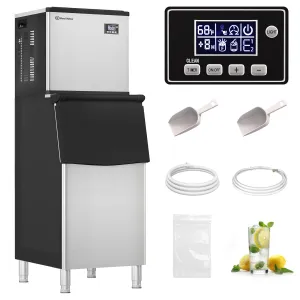 Real Relax Commercial Ice Machine 360LBS/24H, ETL Approved Industrial Ice Maker Machine with 200 LBS Storage Bin, Ice Scoop, Auto Self-Cleaning, LCD Display for Restaurant Bar Café