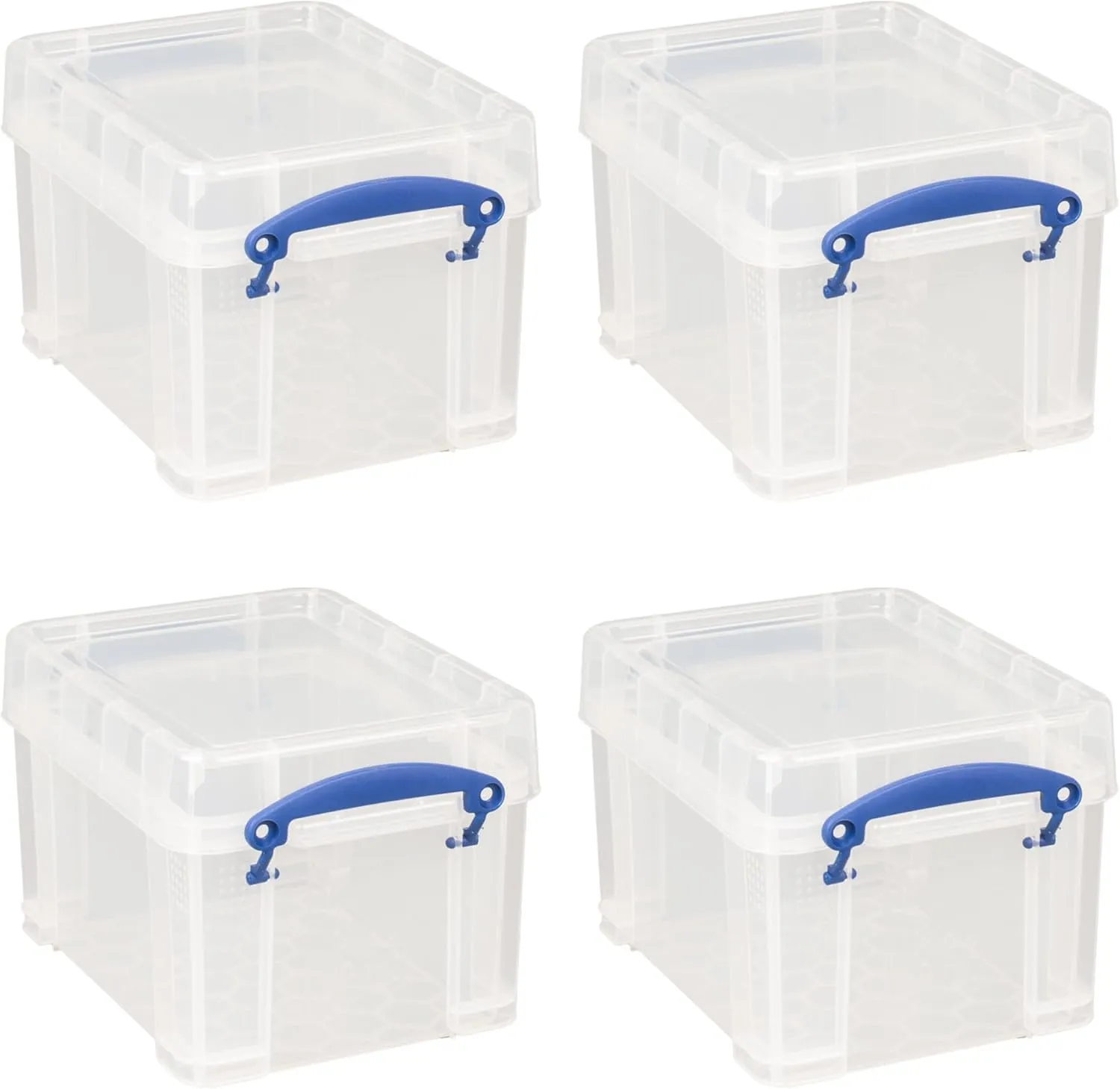 Really Useful Box 3 Liter Plastic Snap Lid Storage Bin for Music Storage, Office and General Home Organization, 8 Pack, Clear