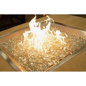 Rectangular Crystal Fire Burner with Tempered Glass & Electronic Piezo - CFP1224-K
