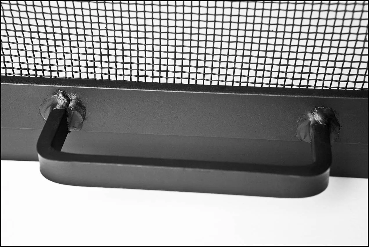 Rectangular Fire Pit Screen with Hinged Door - Carbon Steel