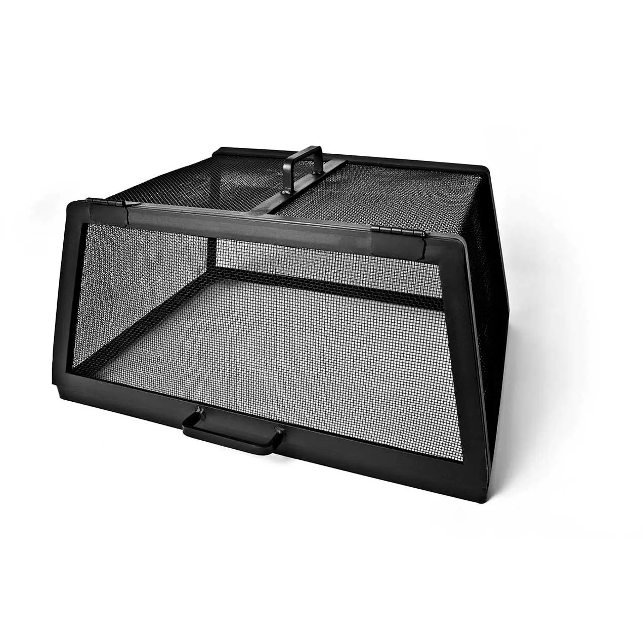 Rectangular Fire Pit Screen with Hinged Door - Carbon Steel