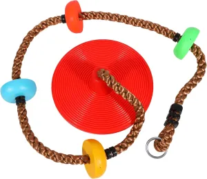 REDCAMP Climbing Rope Swings for Trees, Heavy Duty Plastic Disc Swing Seat for Kids and Adults with Hanging Strap and Snap Hooks, Red