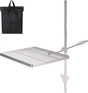 REDCAMP Folding Stainless Swivel Campfire Grill Grate, Portable Fire Pit Grill Grate Over Fire Pit, Heavy Duty Steel Grate & Camp Fire Rack with Carrying Bag for Outdoor Camping Cooking