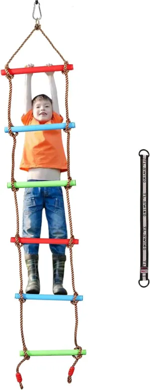 RedSwing 6.6 Ft Rope Ladder for Kids, Climbing Ladder with 1 Strap, Great for Swing Set, Outdoor, Tree House, Playground, Ninja Slackline
