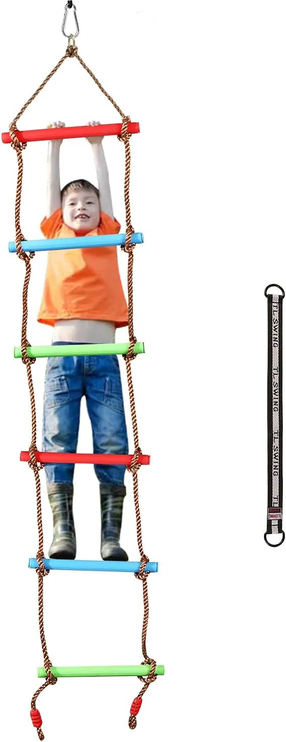 RedSwing 6.6 Ft Rope Ladder for Kids, Climbing Ladder with 1 Strap, Great for Swing Set, Outdoor, Tree House, Playground, Ninja Slackline