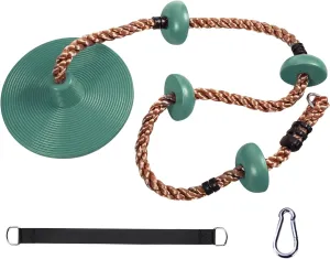 RedSwing Climbing Rope Swing for Trees, Heavy Duty Plastic Disc Swing Seat for Kids and Adults with Hanging Strap and Snap Hooks,Green