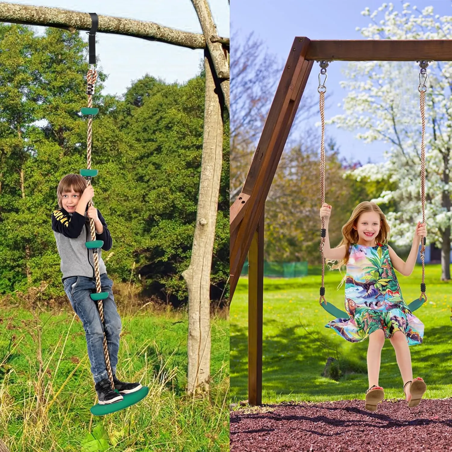RedSwing Kids Belt Swing Seat and Plastic Climbing Rope Swing for Outside Playground, Safe Playground Swing Set Replacement for Children's Indoor and Outdoor Play, 330 Pounds Capacity - Green