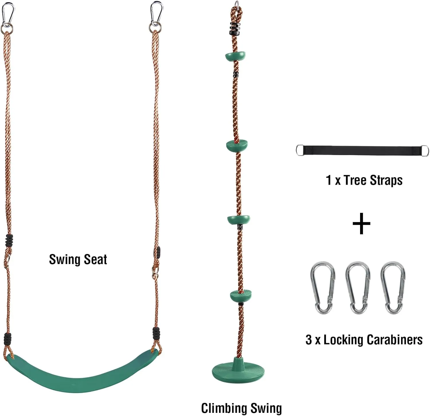 RedSwing Kids Belt Swing Seat and Plastic Climbing Rope Swing for Outside Playground, Safe Playground Swing Set Replacement for Children's Indoor and Outdoor Play, 330 Pounds Capacity - Green