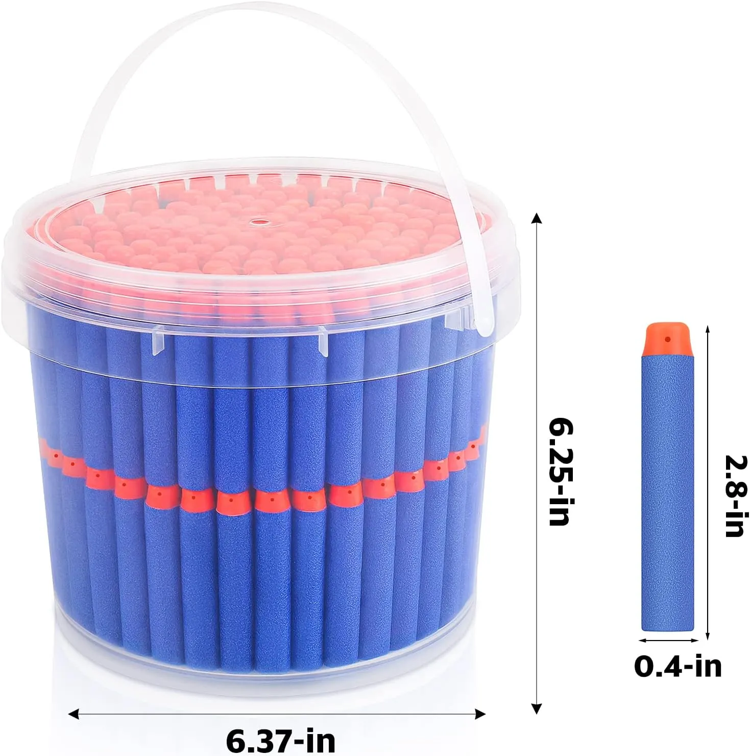 Refill Darts Bullets Compatible with Nerf Guns N-Strike Elite Series, 300PCS Refill Darts Premium Foam Bullets Pack with Portable Storage Bucket