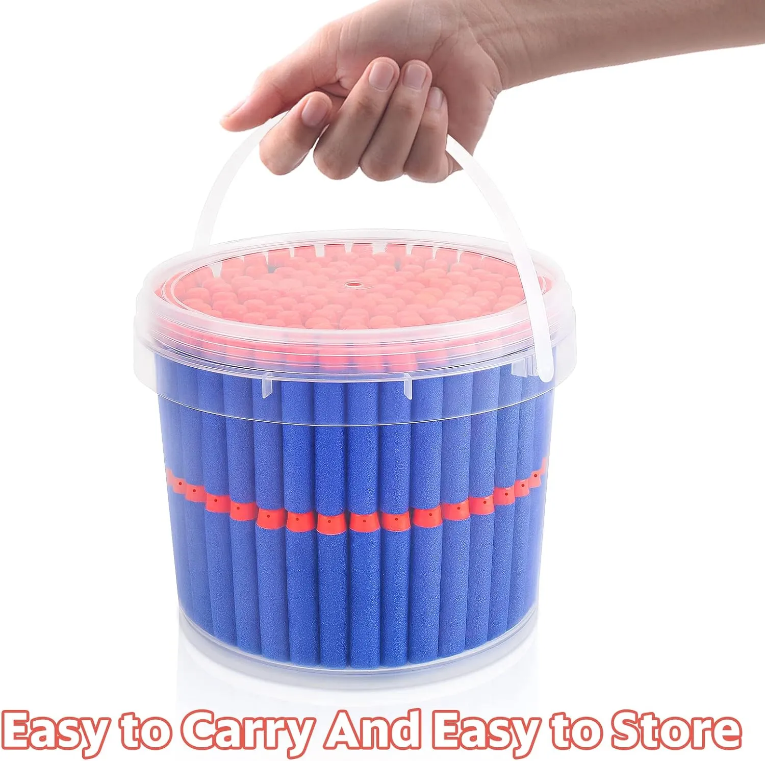 Refill Darts Bullets Compatible with Nerf Guns N-Strike Elite Series, 300PCS Refill Darts Premium Foam Bullets Pack with Portable Storage Bucket