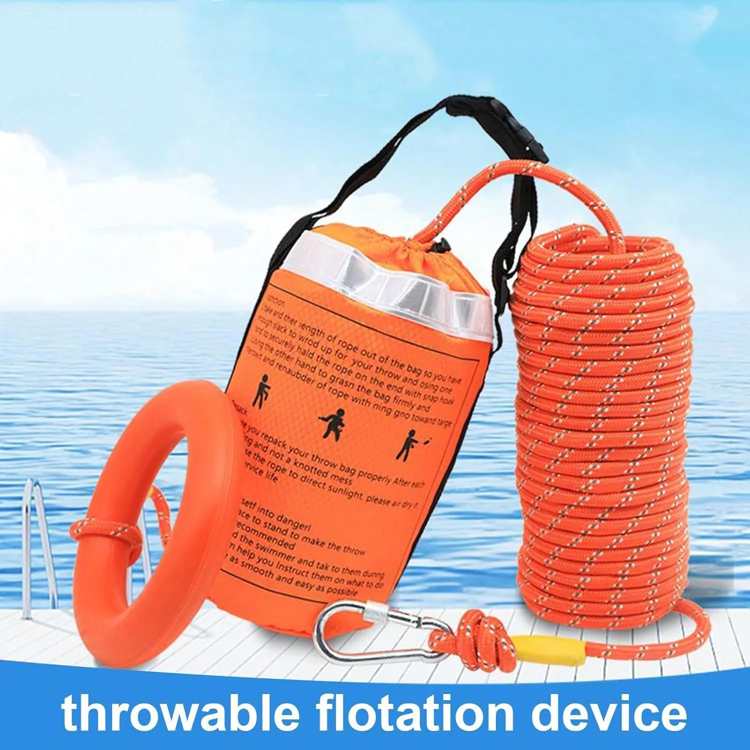 Reflective Floating Water Rescue Throw Bag – 30m High-Visibility emergencyy Rope For Kayaking, Boating, Rafting | Durable Safety Gear With Self-Draining Bag, Ideal For Fishing, Canoeing, And Water