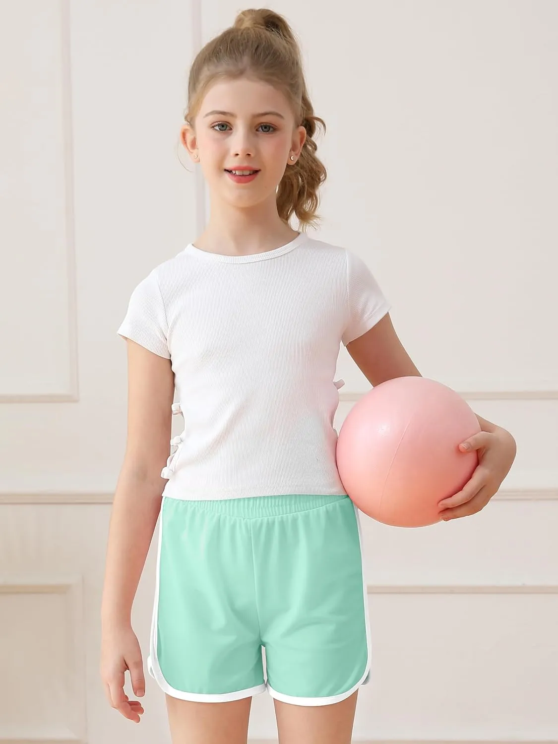 Resinta 5 Packs Girls Athletic Shorts Toddler Soccer Sports Shorts Kids Quick Dry Gym Running Short
