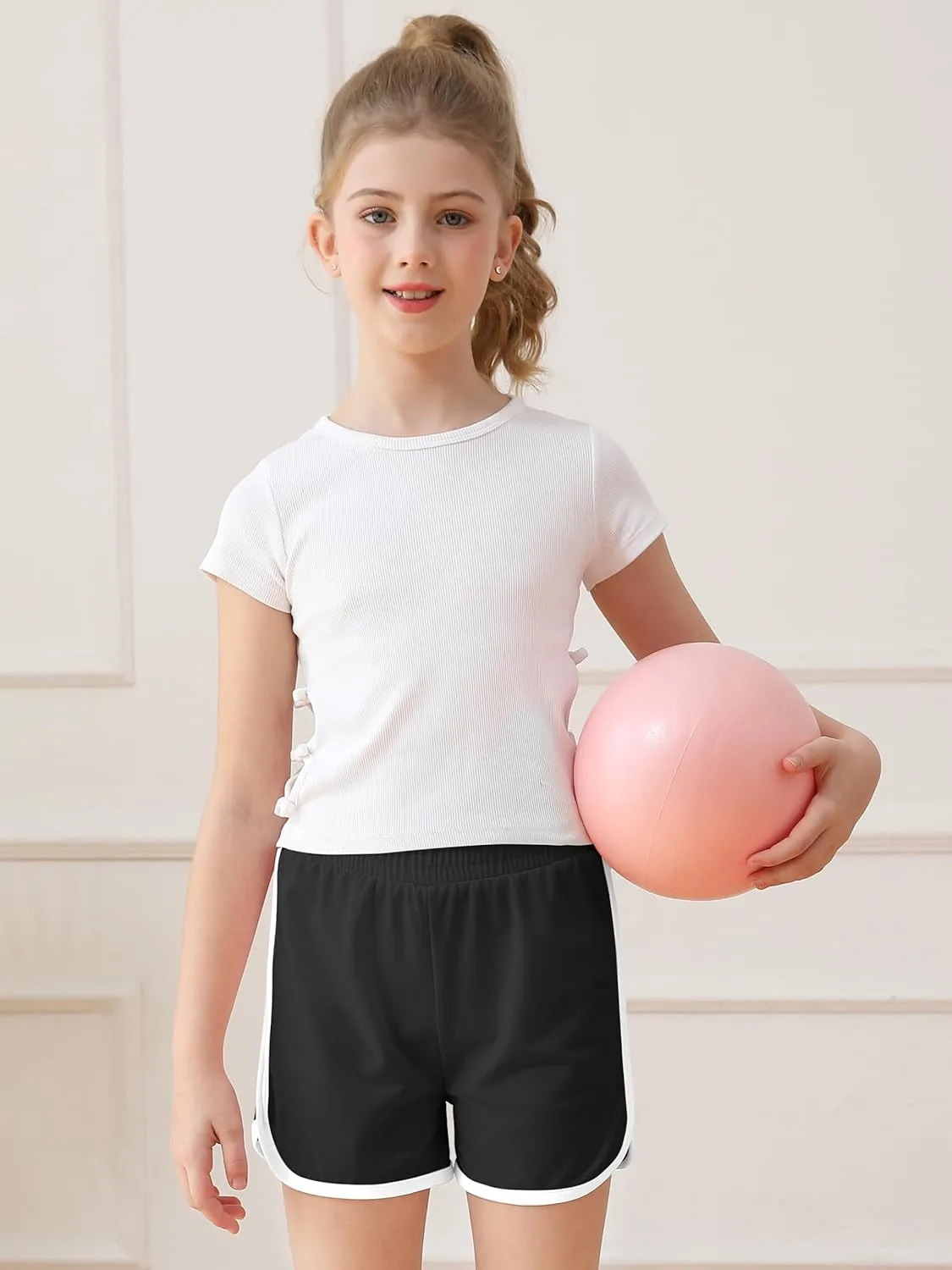 Resinta 5 Packs Girls Athletic Shorts Toddler Soccer Sports Shorts Kids Quick Dry Gym Running Short