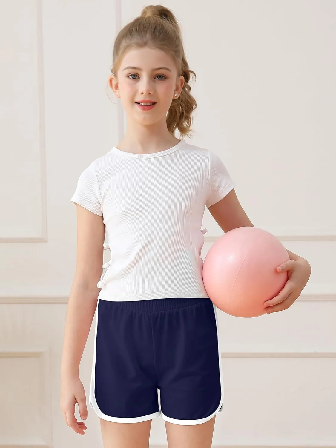 Resinta 5 Packs Girls Athletic Shorts Toddler Soccer Sports Shorts Kids Quick Dry Gym Running Short