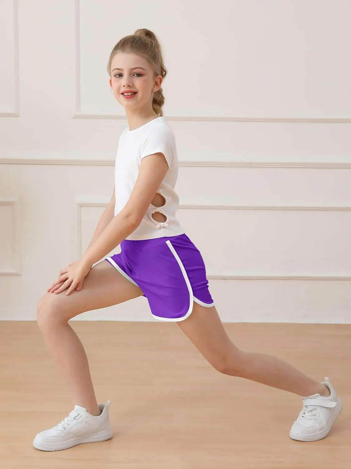 Resinta 5 Packs Girls Athletic Shorts Toddler Soccer Sports Shorts Kids Quick Dry Gym Running Short