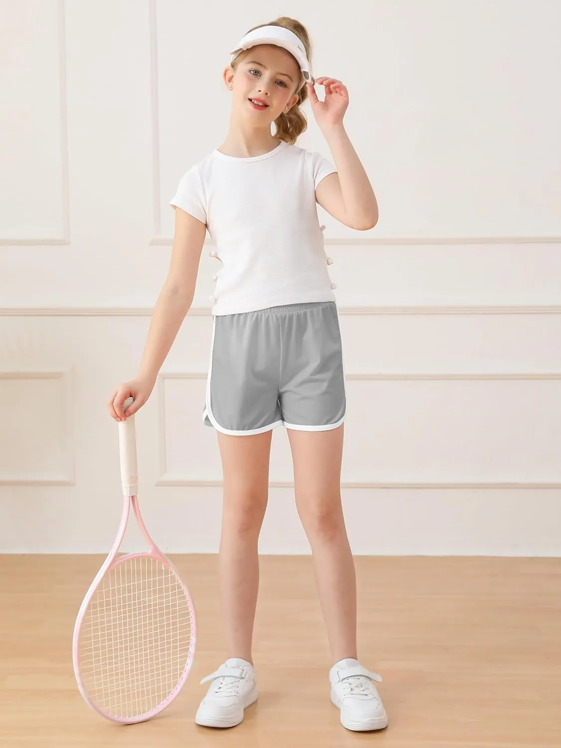 Resinta 5 Packs Girls Athletic Shorts Toddler Soccer Sports Shorts Kids Quick Dry Gym Running Short