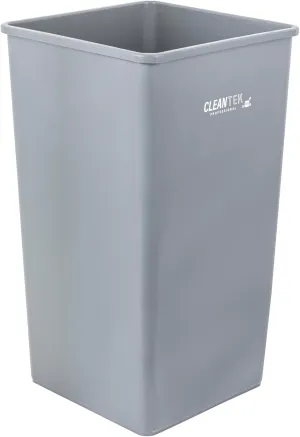Restaurantware-Clean Tek Professional 50 Gallon Trash Can, 1 Square Waste Basket - Space Saving, Heavy-Duty, Gray Plastic Garbage Bin, For Commercial Space, Office, Store, Restaurant, And More