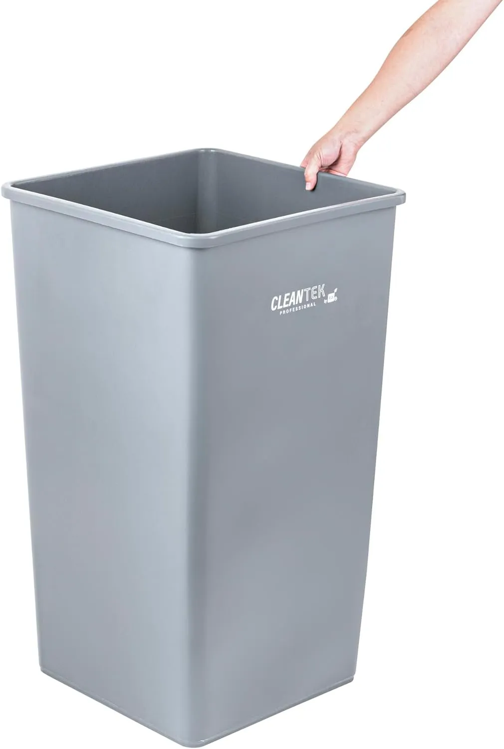 Restaurantware-Clean Tek Professional 50 Gallon Trash Can, 1 Square Waste Basket - Space Saving, Heavy-Duty, Gray Plastic Garbage Bin, For Commercial Space, Office, Store, Restaurant, And More