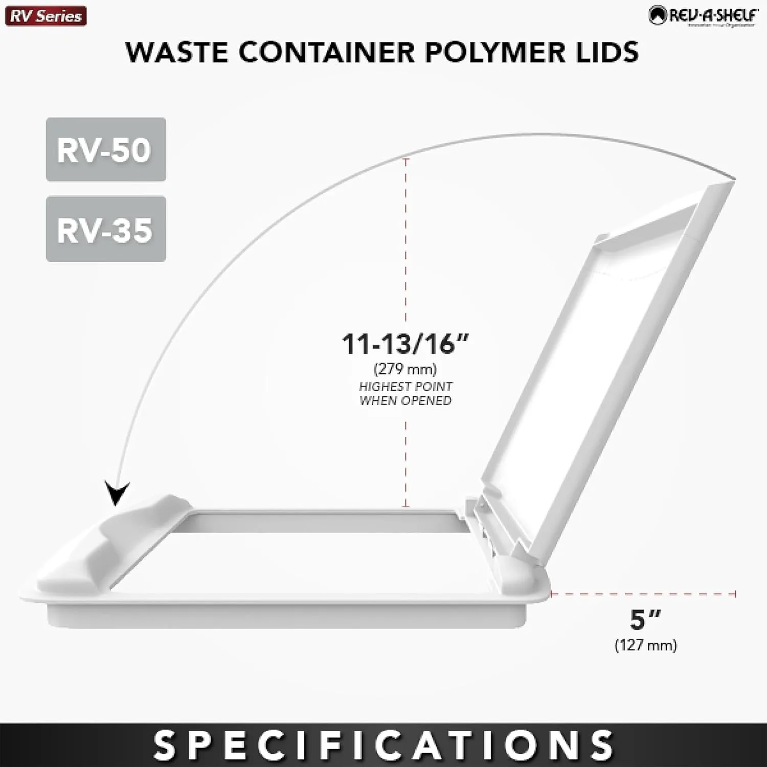 Rev-A-Shelf 35 Quart Garbage Can Lid for Base Kitchen and Bathroom Cabinet, Replacement Plastic Trash Bin Lid Only, Black, RV-35-LID-18-1-40, (2 Pack)