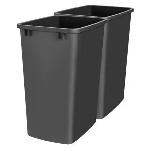 Rev-A-Shelf Polymer Replacement 35 Quart Trash Bin Recycle Waste Garbage Container for Kitchen Cabinet Pullouts, Black, 2 Pack, RV-35-18-2