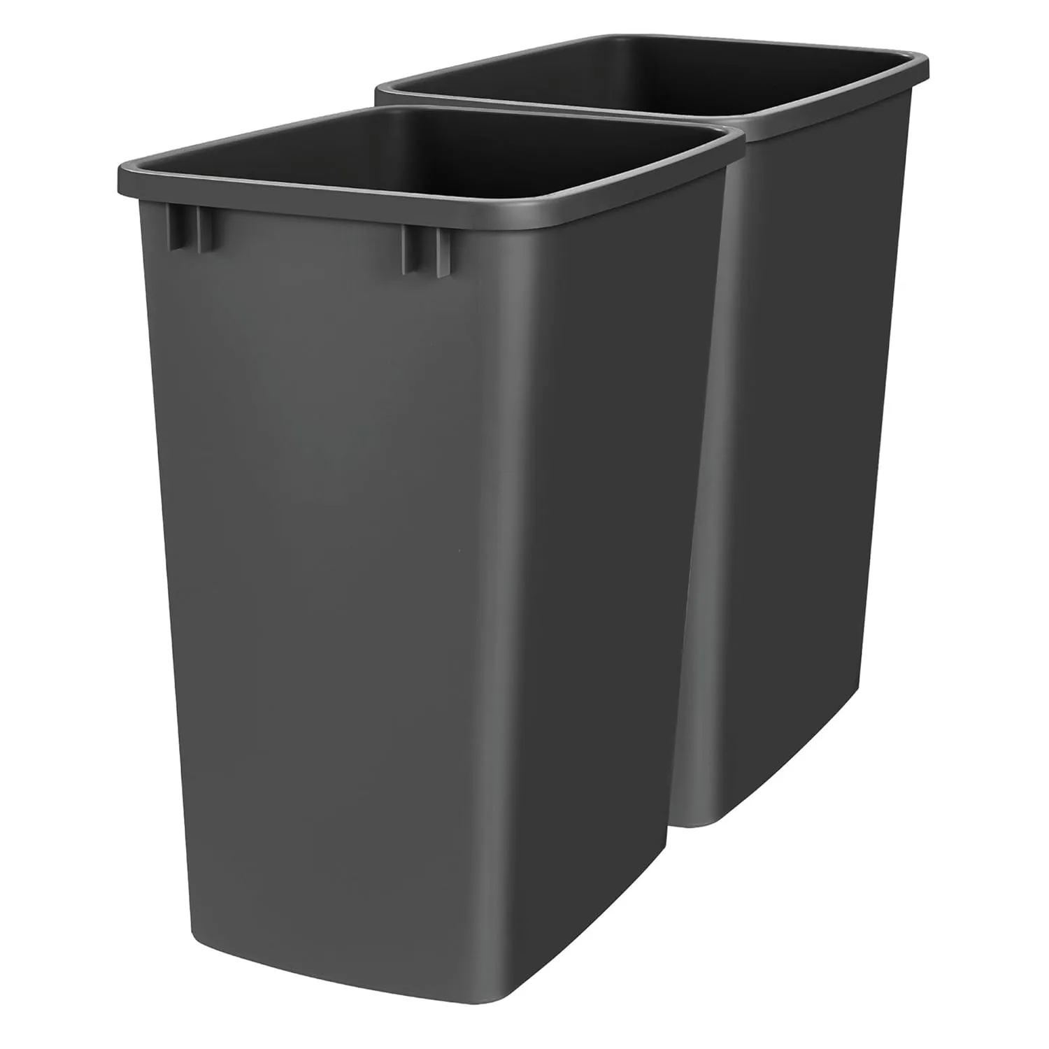 Rev-A-Shelf Polymer Replacement 35 Quart Trash Bin Recycle Waste Garbage Container for Kitchen Cabinet Pullouts, Black, 2 Pack, RV-35-18-2