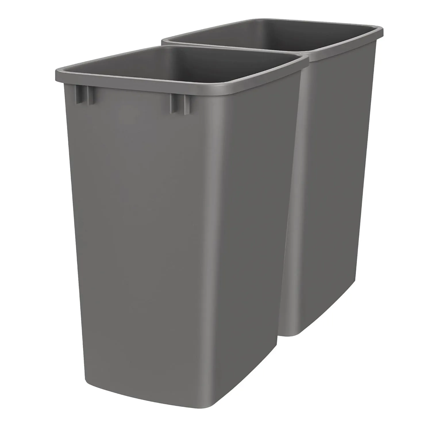 Rev-A-Shelf Polymer Replacement 35 Quart Trash Bin Recycle Waste Garbage Container for Kitchen Cabinet Pullouts, Gray, 2 Pack, RV-35-13-2