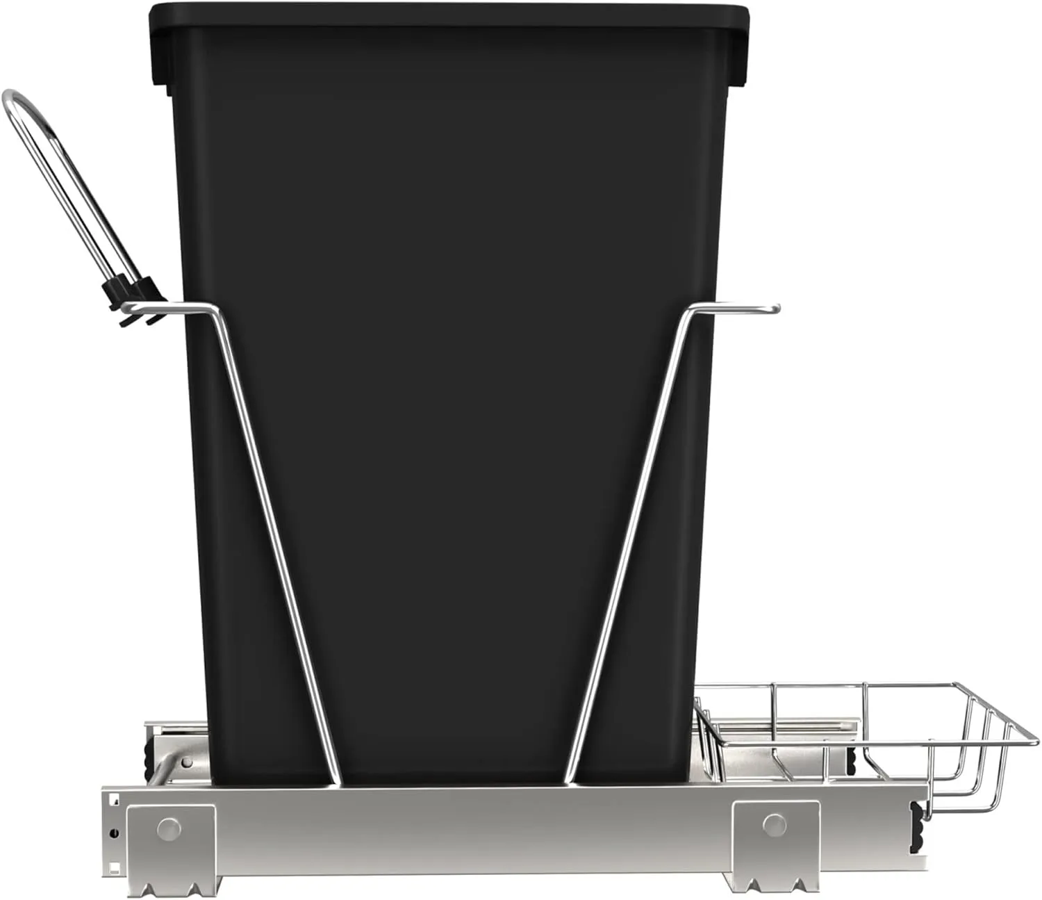 Rev-A-Shelf Pullout Trash Can for Kitchen Cabinets 35 Qt Garbage Waste Recycling Bin with Full Extension Slides, Black, RV-12KD-18C S